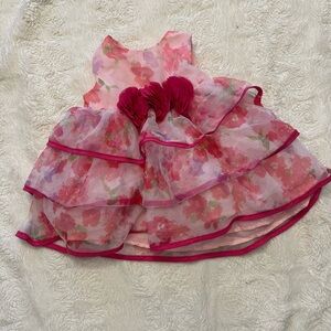 Pink Floral Layered Dress